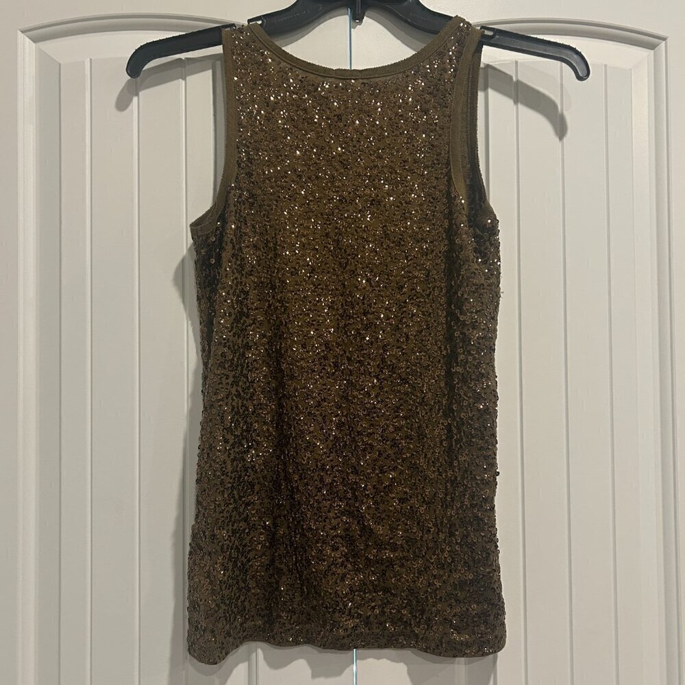 J Crew Bronze Drapey Sequins Tank Top Women’s Size XS - Picture 6 of 8